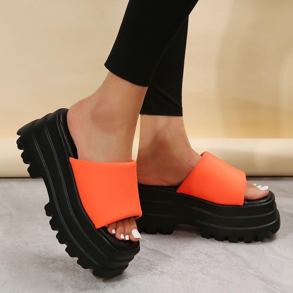 Thick Bottom Slippers Women Fashion Comfortable Open Toe Slope Heel Sandal Slippers Women Muffin Bottom Lightweight High Heeled Large Size Slippers