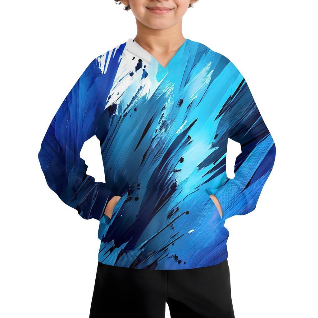 Boys Casual Fashion Long Sleeve Hooded Pocket Sweatshirt