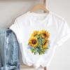 (Asian Size) Women Print Tee Top Clothing Sunflower Trend 90s Cute Floral Fashion Tshirt Lady Female Casual Short Sleeve Graphic T-shirt