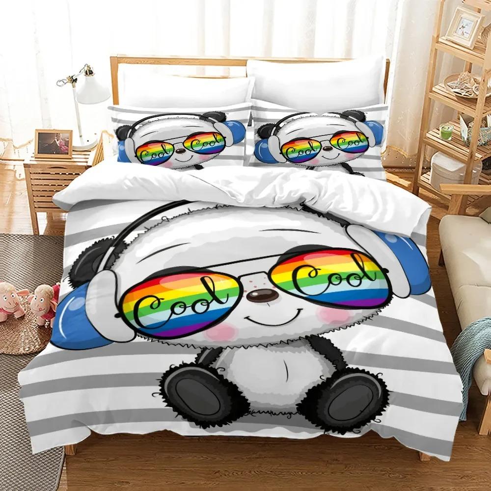 Panda Bear Bedding Sets Animal Duvet Cover Twin Full Single Size and Pillowcase Home Textile 3D Print Bedclothes for Kids Child