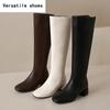 Designer Women Knee High Boots Fashion Back Zippers Shoes Autumn Winter Thick Heel Women's Modern Long Booties
