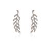 Hollow Out Leaves Earrings for Women Trendy Vintage Crystal Ear Stud Wheat Unique Design Silver Golden Color Girl Jewelry Gift
