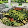 LuxuriousTropical Leaf Pattern Round Shape Floor Mats Kitchen Hallway Runner Rug Bedroom Living Room Soft Carpet Non-slip Area Rug