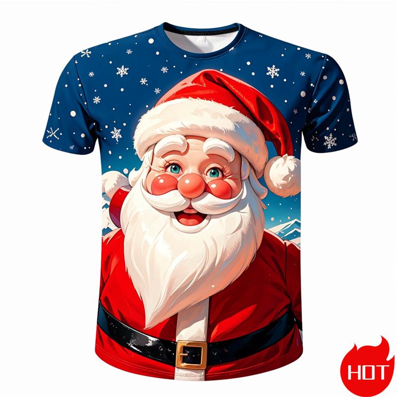 New Fashion 3D Printing Happy Christmas Boy Girls Tshirt Short Sleeve T Shirts Funny Xmas Graphic T-Shirts Y2k Mens Clothing Tees
