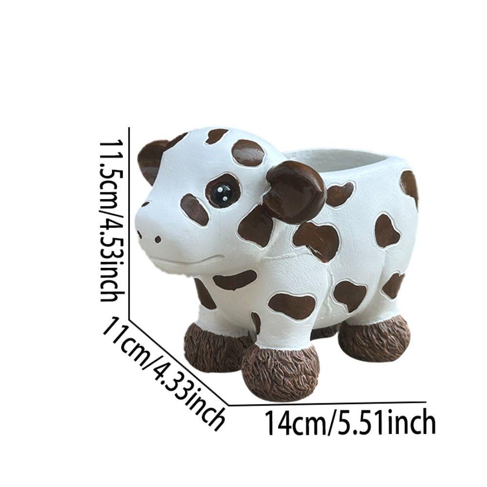 Home Decoration Resin Cow Planter Cute Exquisite Animal Plant Pot Creative Funny Flowerpot Tabletop