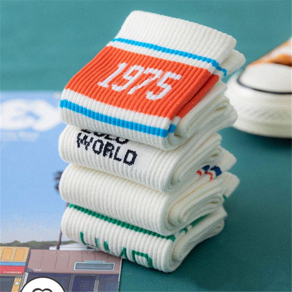 Stockings Women Men Personality Mid Socks Sports Socks Striped Number
