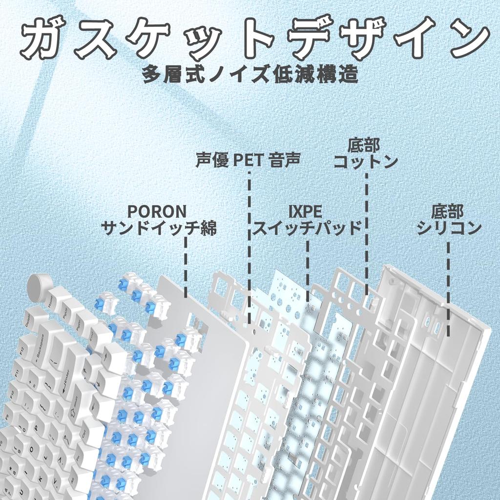 AK820 Wired Mechanical Blue Axis 82 Key Compact Gaming Hot Swap Gasket Backlit with USB DIY Simple English with Windows A.JAZZ Keyboard, 75%,