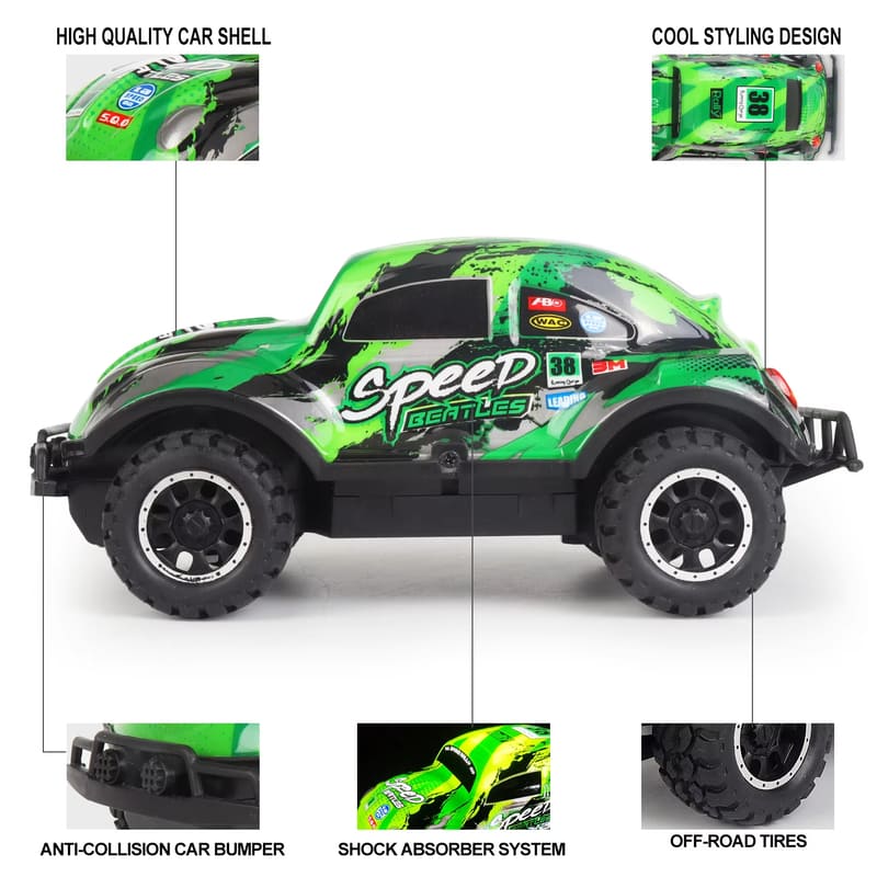 New 1:24 Full Scale LED Light Off-Road Jeep Remote Control Car 10km/h Battery Controlled Children's Toy Car Boy Gift Anti-Fall Anti-Collision