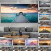 Modern Sea Pier Landscape Wall Pictures Seascape Canvas Painting Bridge To Sea Posters and Prints for Living Room Decoration