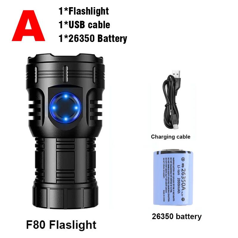 F82 8*XPG LED 3000LM Floodlight Steel Flashlight Tail Magnetic Lamp SOS Red Light Rechargeable Torch Pen Clip Camp Climing