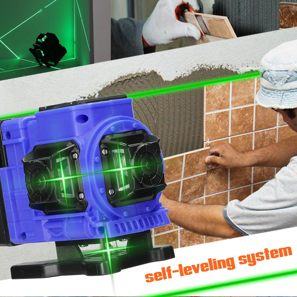 Multifunctional 12 Lines Green Light Laser Level 3 Degrees  Self-leveling Machine Rechargeable Lithium
