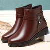 Fashion Autumn Winter Mum Warm Cotton Soft Shoes Women  Fleece Side Zip Thick Bottom Short Boots Leisure Round Head Flats Boots