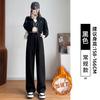 Narrow Banana Sweatpants Women's Autumn and Winter New Small High Waist Drape Wide Leg Pants Fleece Sweatpants