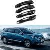 Carbon Fiber Pattern Door Handle & Bowl Decoration for Peugeot 4008/5008 - Gloss Black