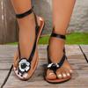 Fashion 2025 Ladies Shoes Summer Buckle Strap Daily Plus Size Floral New Color Matching Light Best Seller Comfortable Flat Slippers
