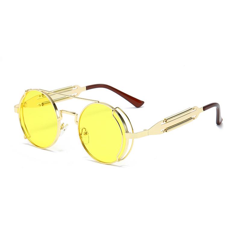 SHAUNA Retro Metal Punk Sunglasses Round Women Gothic Spring Steampunk Shades Men UV400