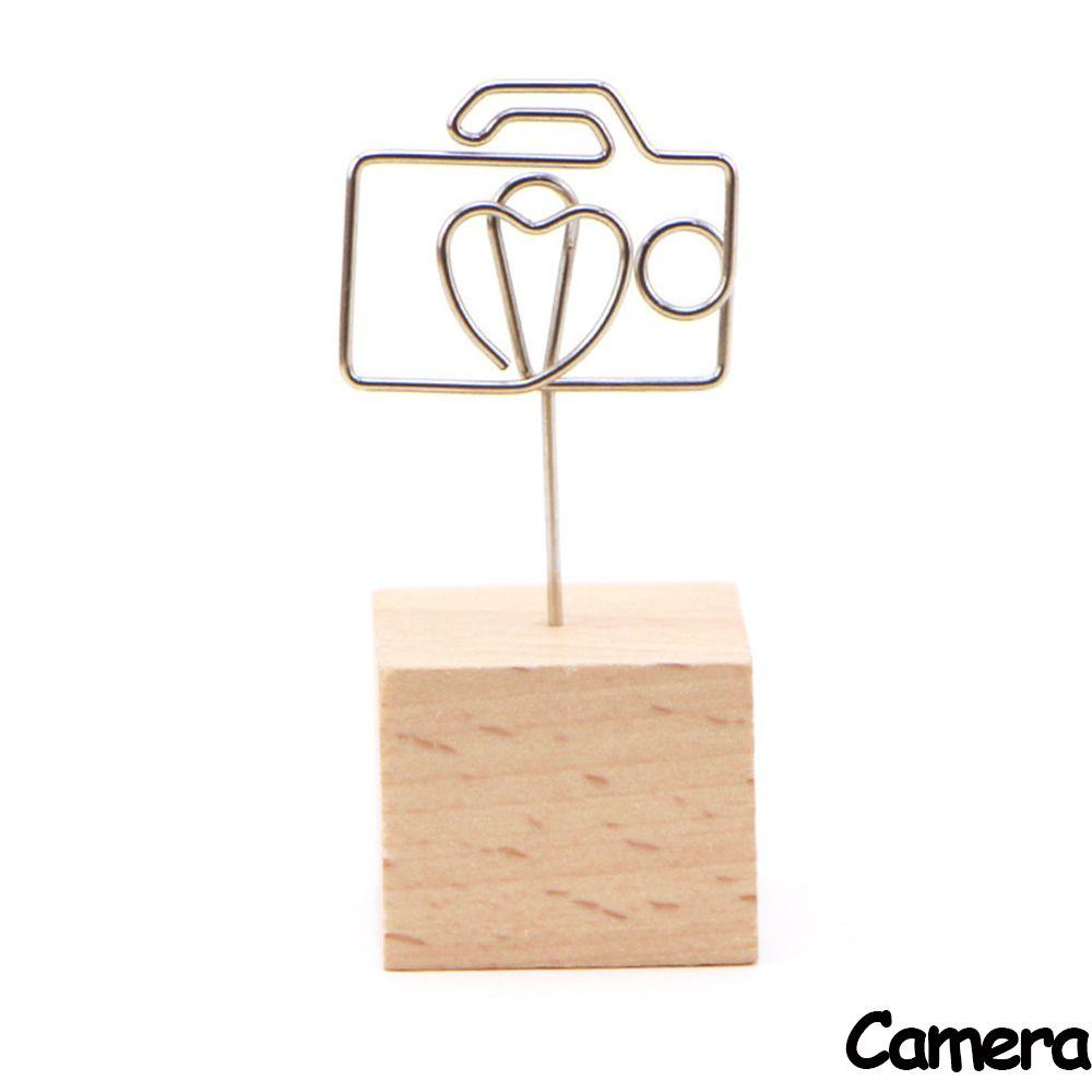 1 PC Creative Wedding Decor Desktop Ornaments Photo Clip Square Wooden Memo Holder Picture Frame