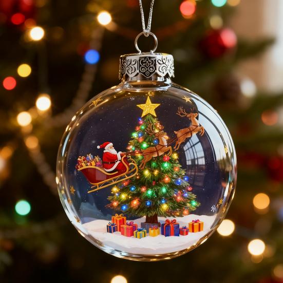 The Reindeer Family Christmas Ball Funny 3D Reindeer Hanging Decoration Plastic Christmas Ball Winter Ornaments for Xmas Tree Indoor Home Decor