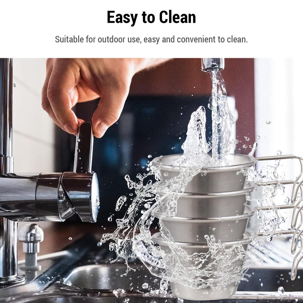 Sierra Cup Tea Coffee Sets of 4 Stainless Steel with Folding Handle 30ml and 70ml Options Perfect