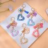 Colorful Hollow Love Heart Keychain Shiny Butterfly Tassel Resin Pendant Key Ring Women Handbag Ornament DIY Accessories Giftt