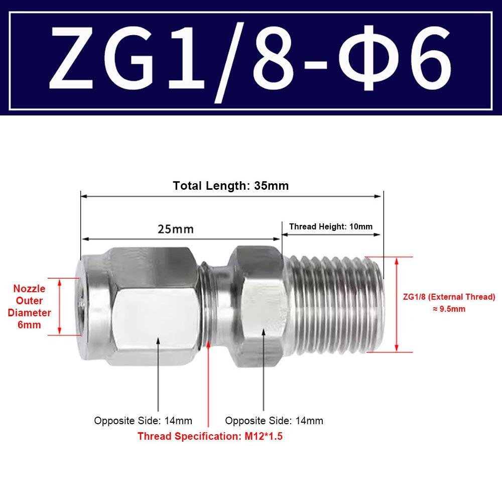 1Pcs Stainless Steel Quick Fitting 304 SS Metric ZG Pipe Fitting Tube Connector for Oil Water Gas