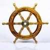 Nautical Handcrafted Wooden Ship Wheel | Pirate's Wall Home Decor & Gifts | Nagina International (Natural Wood, 24 Inches)
