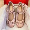Mary Janes Flats for Women Ankle Strap Slip-on Casual Shoes New Fashion Bowknot Rivet Satin Ballet Shoes Round Toe Dance Shoes