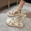 Fairy Wind Platform Heightening Sandals Women's Summer 2025 New Niche Design Cross-strap High-top Roman Shoes