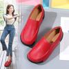 Ladies Platform Loafers Casual Elegant Black Cow Leather Women White Thick Sole Shake Shoe