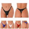Women Sexy Patent Leather Panties Lingerie Wet Look Flashing Low-Rise Imitation Leather Underwear G-string Thong