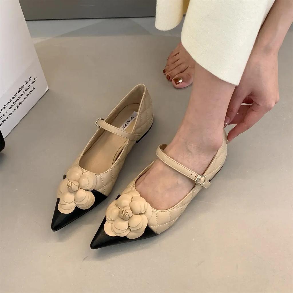 Fashion High Quality Thick Heeled Casual Shoes for Women 2024 New Korean Style Fashion Shallow Mouth Flower Women Shoes Zapatos De Mujer