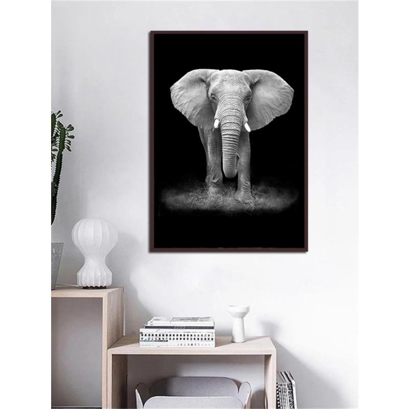Black and White Modern Minimalist Animal Art Poster Lion Elephant Giraffe Canvas Painting Home Decor Wall Art