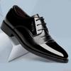 Leather Shoes Men New Youth Pointed Glossy Business Dress Shoes Lace-up Office Work Men Shoes