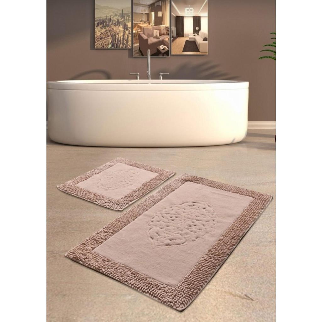 Tiffany 2-Piece Cotton Toilet Mat Set, Powder Bath Mat Set