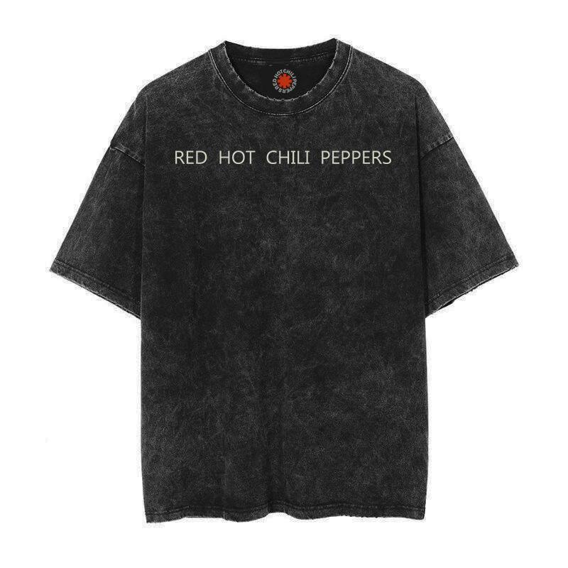 Trend Washed Vintage Cotton Tshirt RED HOT CHILI PEPPERS T-shirt Men Women Hip Hop T Shirt Oversized Streetwear Short Sleeve Tee