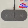 2 In 1 Dual Wireless Charger 40W For iPhone 16 15 14 13 12 11 XS XR X 8 Airpods 3 Pro Samsung S23 S22 S21 Double Fast Charging Pad