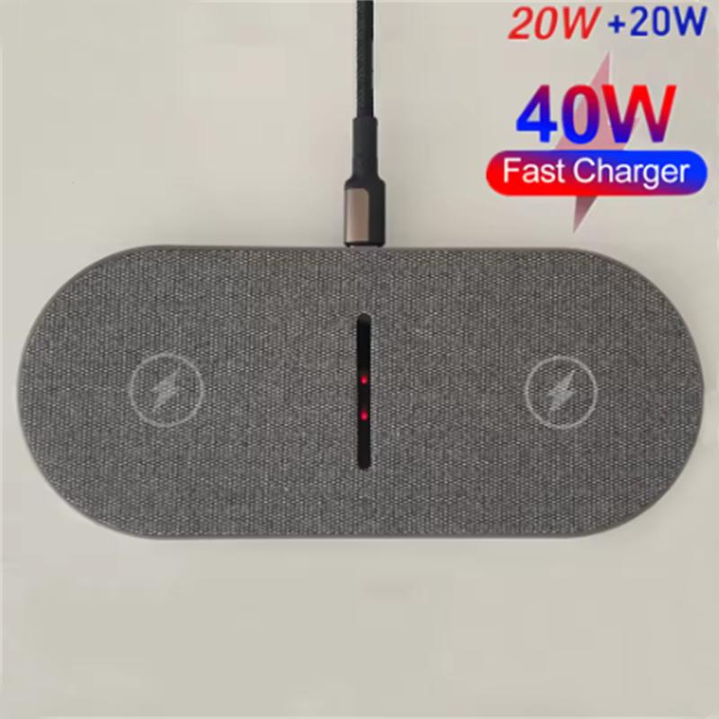 2 In 1 Dual Wireless Charger 40W For iPhone 16 15 14 13 12 11 XS XR X 8 Airpods 3 Pro Samsung S23 S22 S21 Double Fast Charging Pad