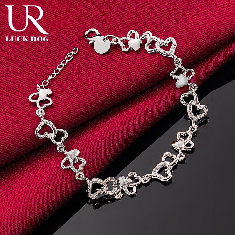 925 Sterling Silver Heart-shaped AAA Zircon Bracelet Fashionable Wedding Jewelry