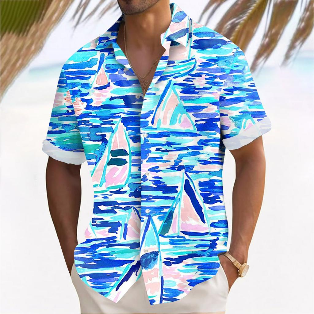 Hawaiian Shirt For Men, Men's Vintage Button Down Bowling Shirts Short Sleeve Summer Beach Shirt