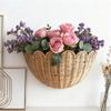 1/2Pcs Hand Woven Scalloped Rattan Wall Basket Rustic Bohemian Style Hanging Storage Organizer Wall Decor