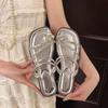 Flat-bottomed Set of Toe Cool Slippers for Women's Summer Wear, New with Skirt, Rhinestone Beach One-word Drag, High Sense