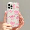 Soft Pink Bow Phone Case For iPhone 11 Case iPhone 12 13 14 15 16 Pro Max XS XR 7 8 Plus SE Shockproof Bumper Bowknot Cover
