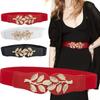 Trendy Golden Leaves Buckle Wide Elastic Waist Belt For Ladies Waist Belt Clothing Accessories Party Decoration
