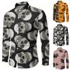 Mens Halloween Shirt Pumpkins Slim Fit Long Sleeve Button Down Shirts Funny Hawaiian Beach  Shirt Theme Party Wear