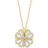 Necklace with Pendant - Pretty - Four-leaf Clover - 2 In 1 - 46 Cm - Woman