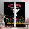 2pcs 2D Flat Printing Curtains Loves Hummingbirds Flowers Fabric Without Electricity 0 Use for Photo Booth Props