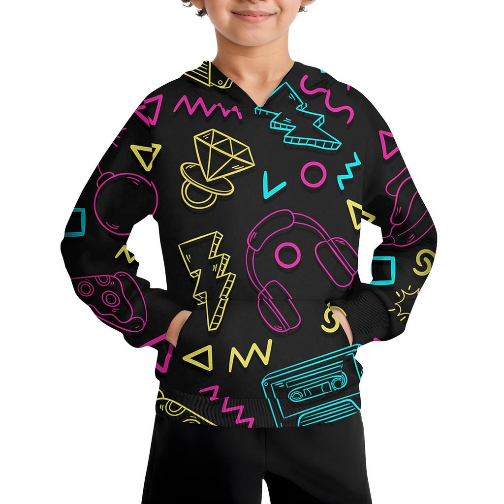 Boys Casual Fashion Long Sleeve Hooded Pocket Sweatshirt