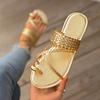 Fashion Women Slippers Fashion Gold Clip Toe Sandals Women Summer Flat Heels Beach Flip Flops Woman  Lightweight Slippers Slides Women