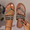 Summer New Round Head with Toe Drill Flip-flops Women Soft Sole Non-slip Large Size Flat Sandals