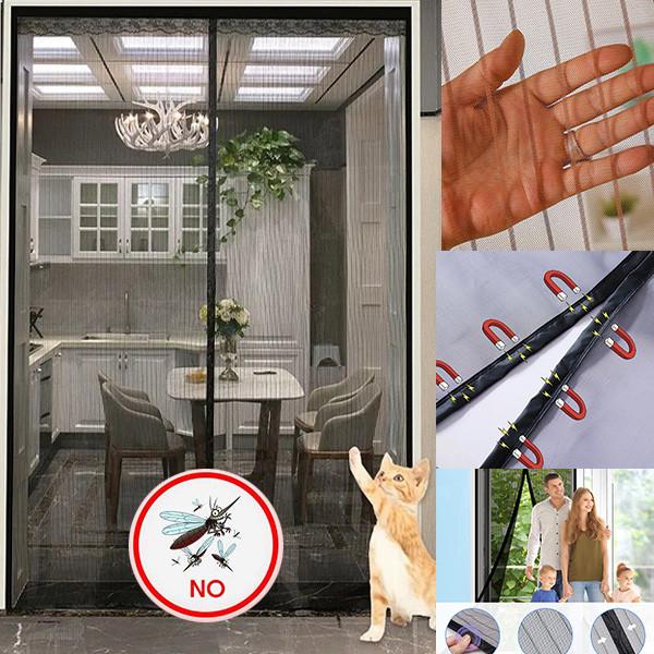 1 Set Summer Door Screen Net Anti Mosquito Insect Fly Bug Curtains Net Automatic Closing Door Screen Kitchen Curtains Magnet Net